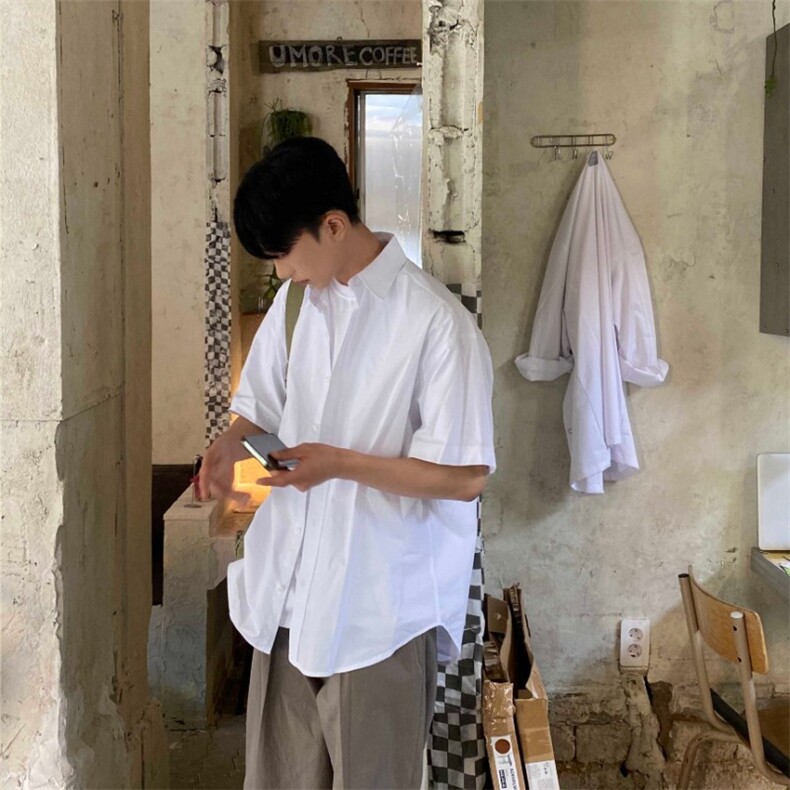 816B-CS025-P45中性风夏季ins休闲韩版衬衫韩男,男装衬衫,星座816B