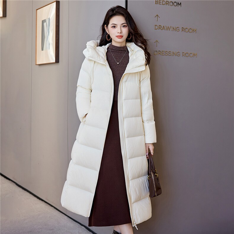 冬季新款宽松羽绒过膝加长款连帽服棉袄加厚泡芙棉衣外套女,女装羽绒服,阿舍尔精品