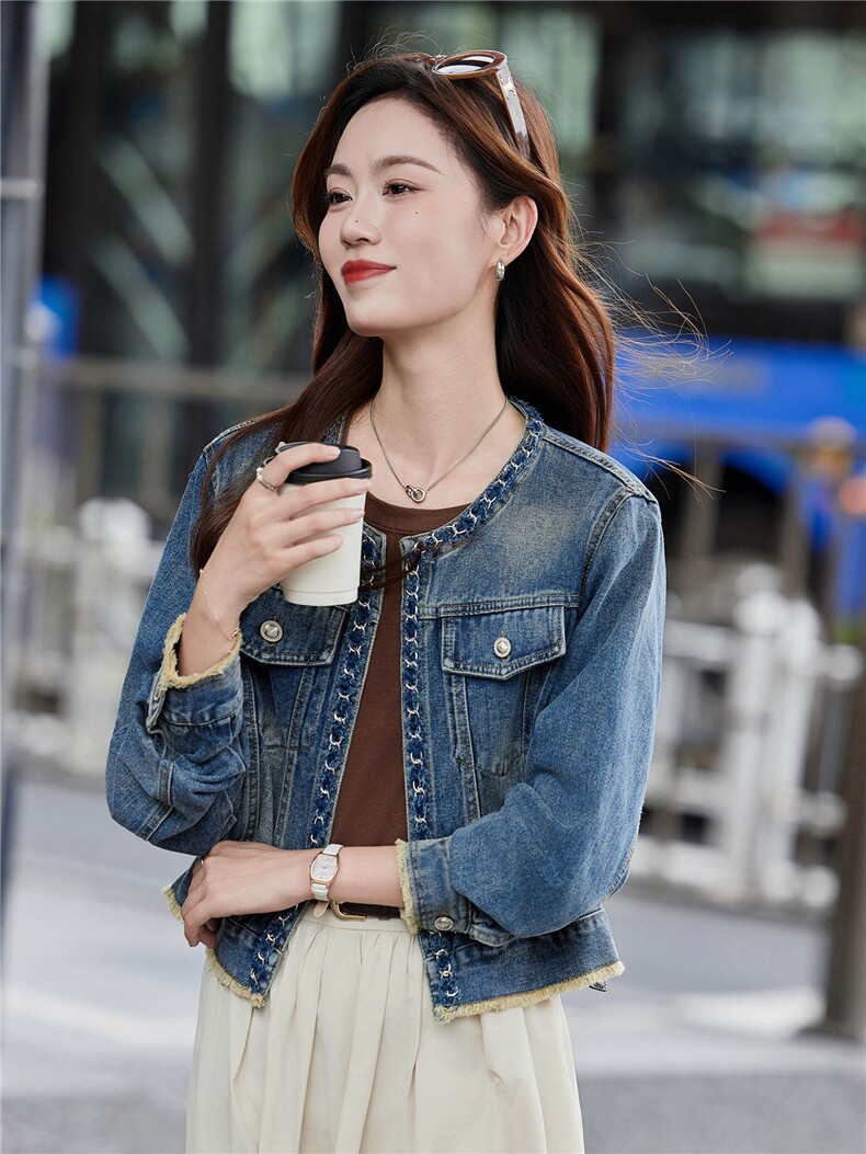 牛仔外套女2025秋季新款洋气时尚复古百搭显瘦牛仔夹克上衣外套,商品下架区,靓衣阁