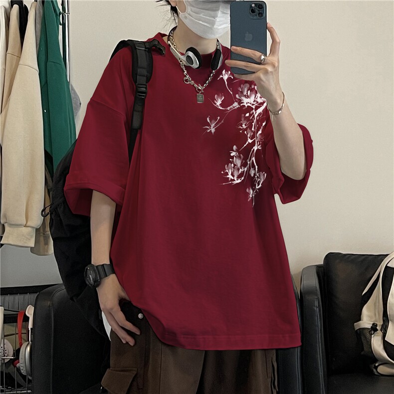 抖音品质直播得物风新中式印花短袖T恤dcm296-特批20控38,男装T恤,星座605(原A050)