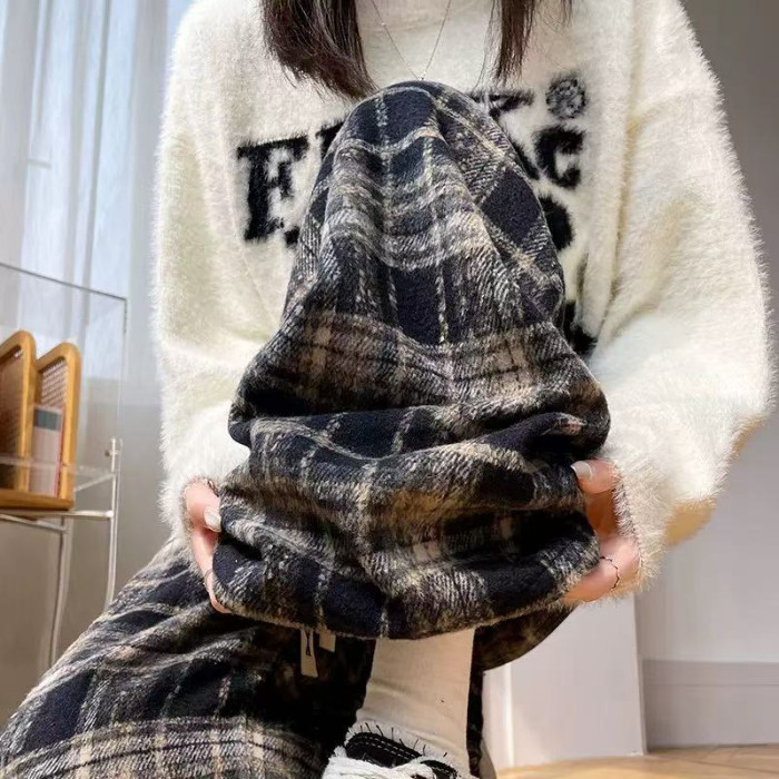 AK2458-P40加厚春季复古高腰休闲阔腿裤直筒裤女,女装休闲裤,星座617A-2