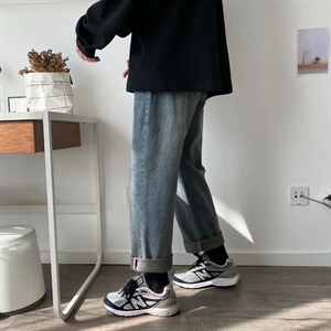 牛仔裤男阔腿裤新款宽松直筒裤子潮流休闲裤坠感男女裤F102-p35图片