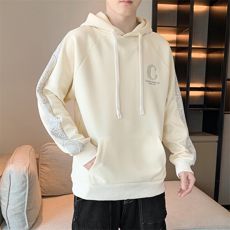 店主风春季男纯色袖子拼接满印复宽松休闲卫衣VE55138-P45图片
