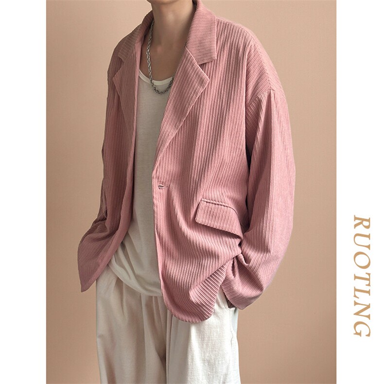 现货-春季新品潮牌设计感西装外套宽松痞帅休闲西服-AZ2430-P95,男装西服,电商A351