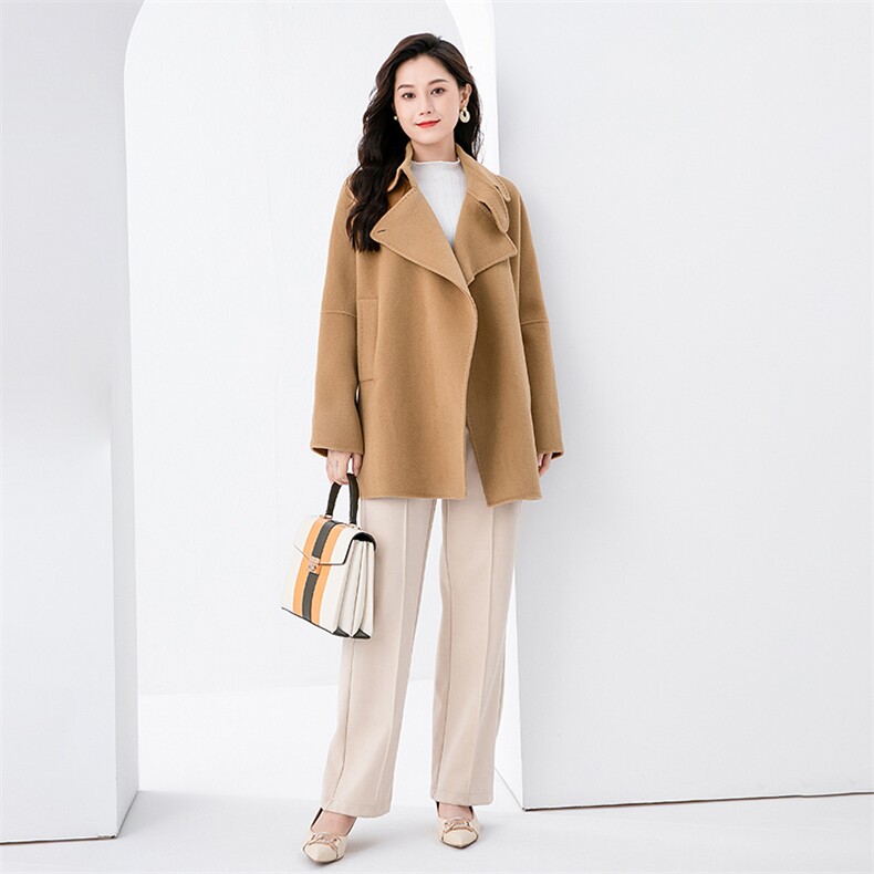 羊毛2024秋冬款双面大衣女装小个子短款毛呢外套，女装毛呢外套，高哲羊绒