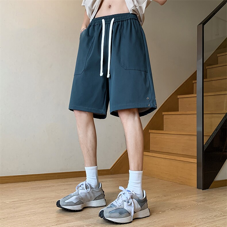 夏季新款冰丝垂感短裤港风休闲裤男免烫宽松凉感K23216-P35,男装休闲裤,星座717