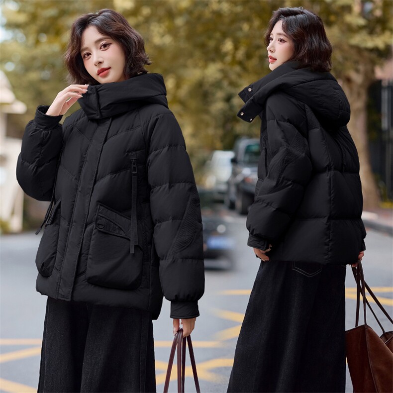 洋气减龄粉色短款羽绒服女2024冬季新款时尚百搭白鸭绒面包服外套,女装羽绒服,悦祺