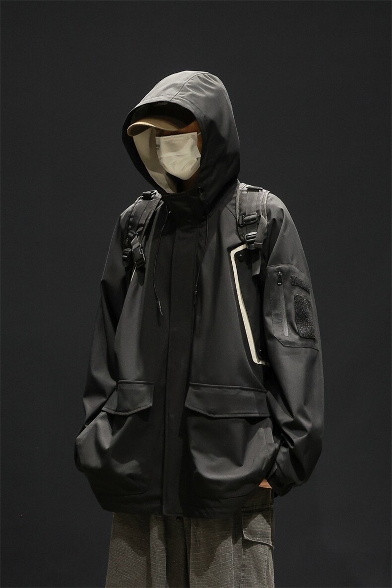 新款现货连帽冲锋衣宽松大码夹克男DSA157B-J199-P65,男装夹克,电商A157B