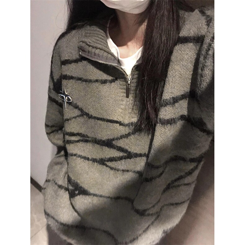 水貂绒毛衣男女秋冬季马海毛针织衫慵懒软糯美拉德穿搭上衣 M522图片