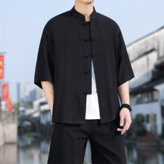 夏季风盘扣七分袖衬衫男士大码上衣CS2501-P6578，男装衬衫，电商A008