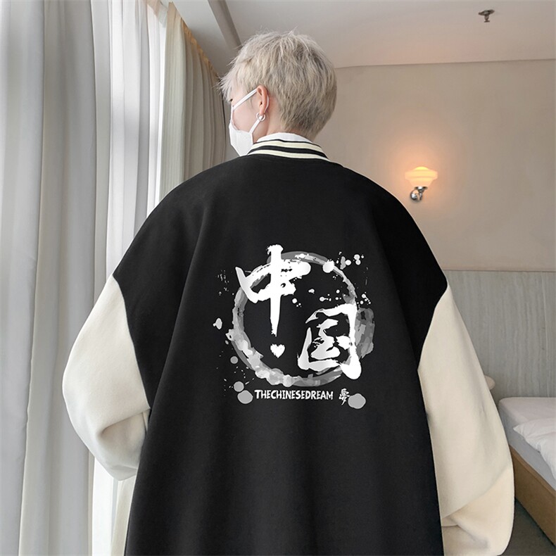 摇粒绒棒球服男大码开衫卫衣男夹克BF86134-P65,男装夹克,电商A040
