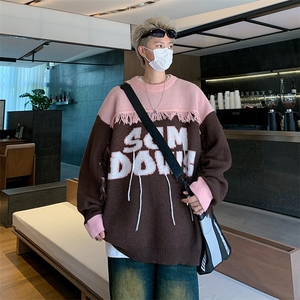 M181/P70秋冬新款个性设计感毛衣男百搭宽松潮流针织衫上衣外套图片
