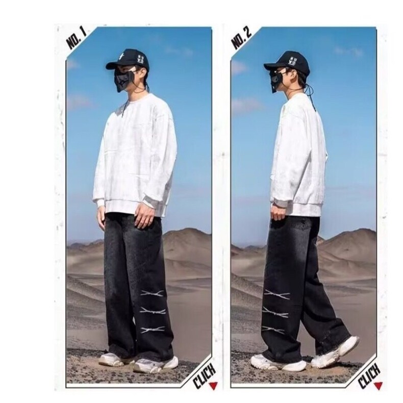 气质百搭文艺原宿潮流慵懒时尚新款日系流行ins简约牛仔长裤2025,男装牛仔裤,星座506A