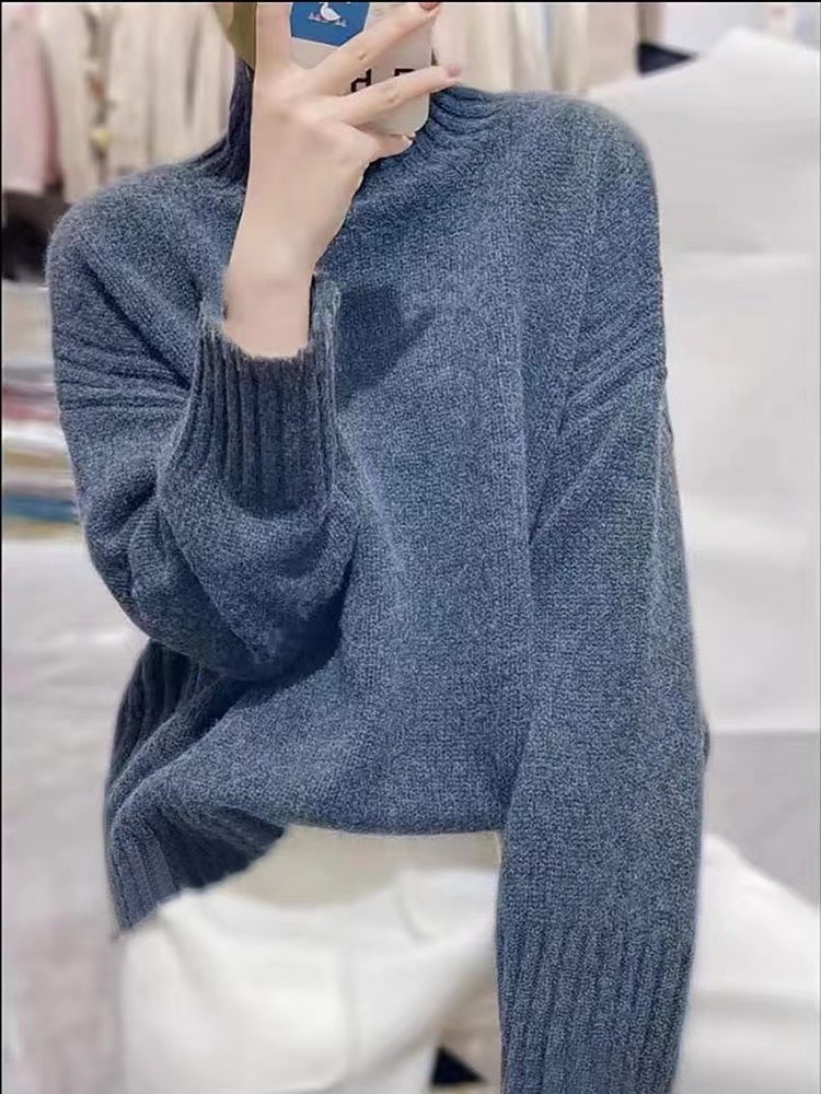 2024秋冬新款羊毛女士两侧抽条高领羊毛衫,女装羊毛衫,胜酷羊绒