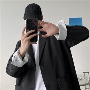 2026秋季新款外套 宽松INS拼色休闲西服潮F02 P75图片