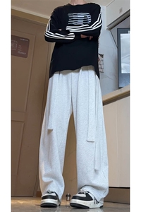 秋季新款2025潮流飘带设计感休闲裤子男宽松垂感裤-A2003TP55控98图片