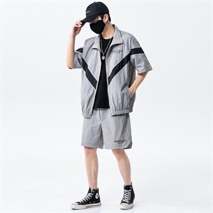 夏季新款运动服套装男薄款立领防晒衣休闲两件套DS774T图片