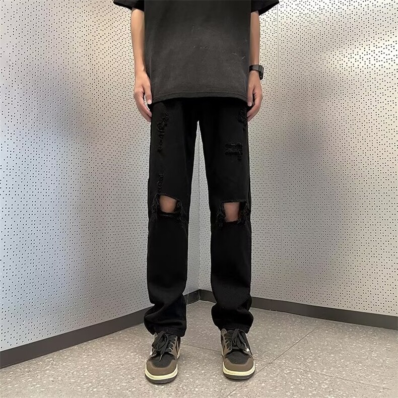 夏季新款破洞黄泥色做旧水洗弹力牛仔裤男GK04-P40,男装牛仔裤,星座1109-3