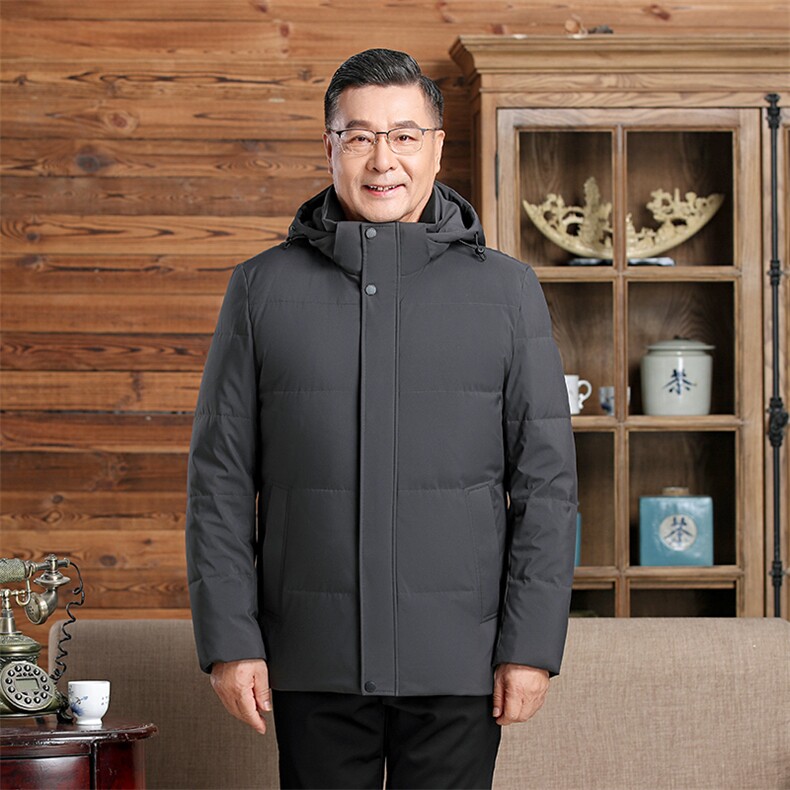 大货主推新款可拆卸帽中老年羽绒服外套男士加厚爸爸装羽绒服大衣图片