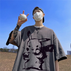 纯棉T恤直播高品质重磅220克皮卡丘印花T61-p25，男装T恤，星座508（原C305）