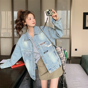 港风做旧复古牛仔外套女春季2025新款美式复古设计感高级感上衣图片