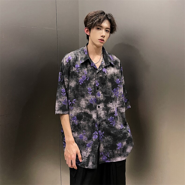 现货潮男单品两色花衬衫A071-T18-P38,男装衬衫,电商A071