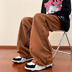 男款宽松阔腿直筒裤工装裤2024秋季高街ins潮牌休闲裤K7412-P38，男装休闲裤，星座512-3