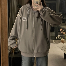 A333-P105拉链开衫连帽春季潮牌情侣上衣港风oversize高街外套，女装短外套，星座911