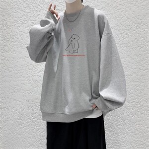 华夫格卫衣圆领卫衣男大码长袖t恤男外套 HW76140-P30加绒款-P40图片