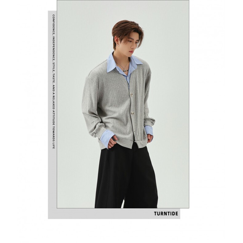 MM398-P73新款潮流休闲宽松假两件针织衫毛衣图片