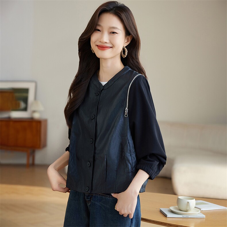 棒球服外套女款春秋2025年新款爆短款款夹克休闲时尚百搭秋季开衫,女装短外套,素月