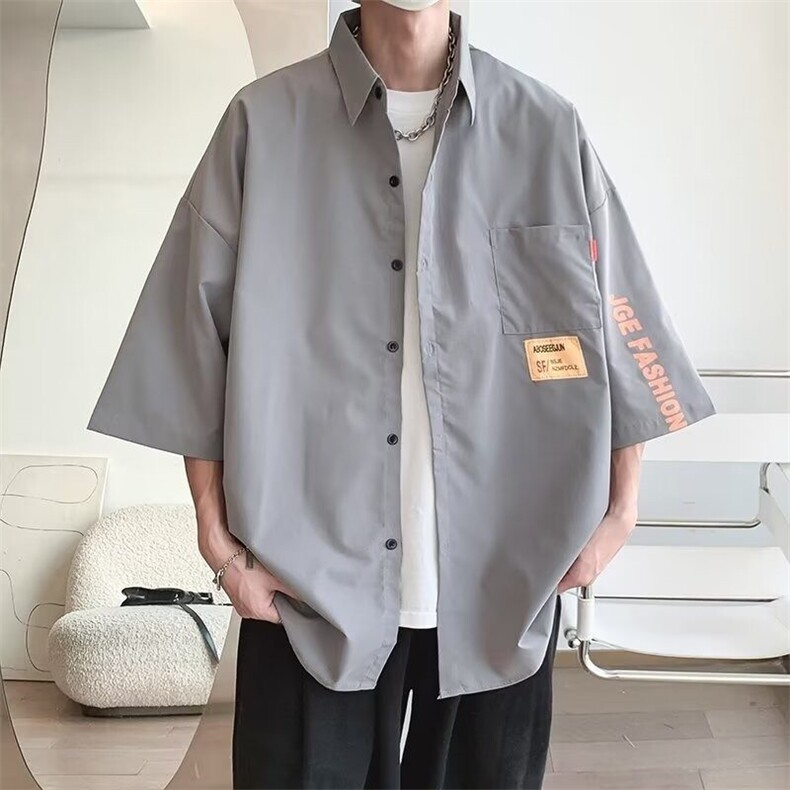 日系条纹短袖衬衫男夏季cityboy休闲衬衣潮牌外套潮CY1081-P33,男装衬衫,星座412-2