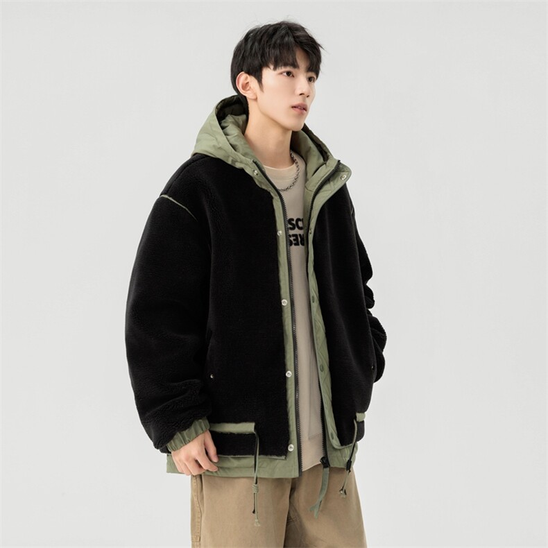 情侣棉服男士加绒加厚拼接工装保暖羊羔毛冬装外套M021-P135,男装棉衣,星座308B-2