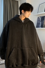 抖音品质秋季新款潮流宽松落肩连帽水洗卫衣JK23308-特批45控69，男装卫衣，星座605(原A050)