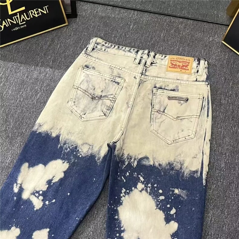 秋季新款泼墨新款潮牌破小众修身高街男士牛仔裤AMT554P62,男装牛仔裤,星座1013-5