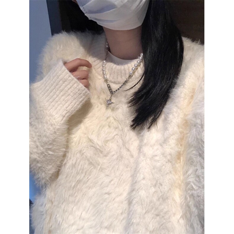 黑色马海毛毛衣男女冬季美式慵懒水貂绒针织衫cleanfit学院风外套,男装针织衫/毛衣,星座601-1