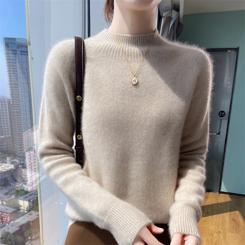 七针加厚纯色百搭毛衣女秋季舒适打底软糯羊毛衫宽松大码针织上衣，女装针织衫/毛衣，美轩羊绒