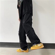 欧美裤子高街潮ins美式十字架牛仔裤男直筒宽松阔腿长裤N2763-P45，男装牛仔裤，星座1008