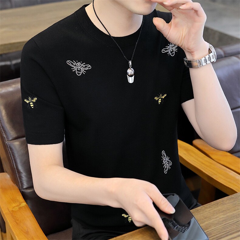 时尚休闲男士圆领短袖t恤夏天薄款2023夏季新款打底衫上衣服体恤,男装T恤,电商B212（原钱塘6029）