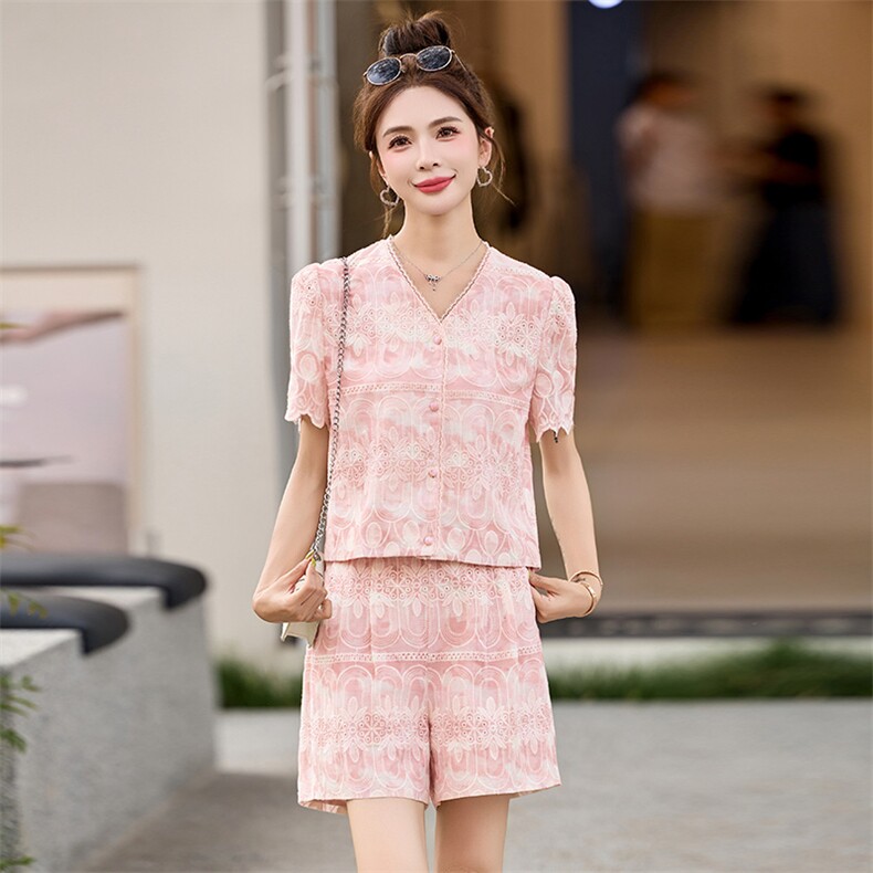 小香风法式蕾丝套装女2025夏季新款小个子气质阔腿短裤两件套洋气,女装套装/套裙,奕薇雅