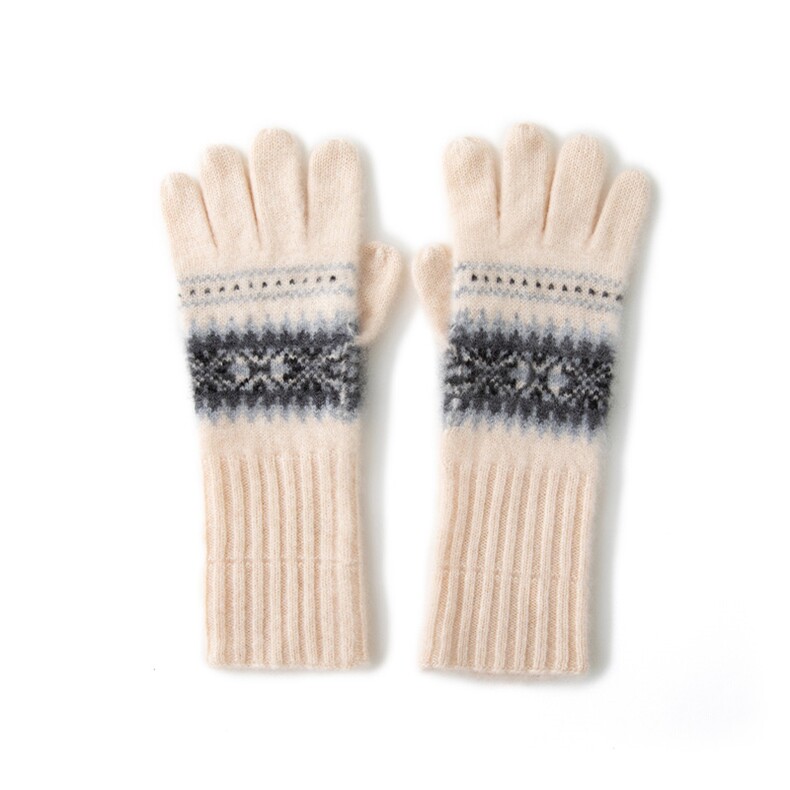 2025年新款百搭男女通用提花撞色分指手套，手套，轩妮羊绒