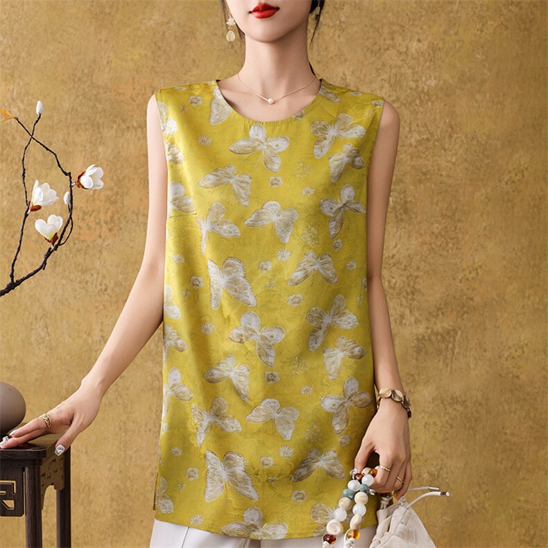 夏季新款简约时尚百搭女士古风圆领短袖，女装T恤，朝贺羊绒