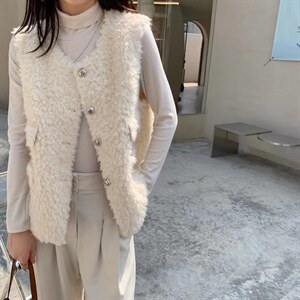 皮毛一体毛边马甲,女装马甲,深度