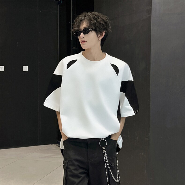 得物抖音品质二开240克纯棉宽松美式高街痞帅潮牌短袖T恤DT50,男装T恤,电商A486-1