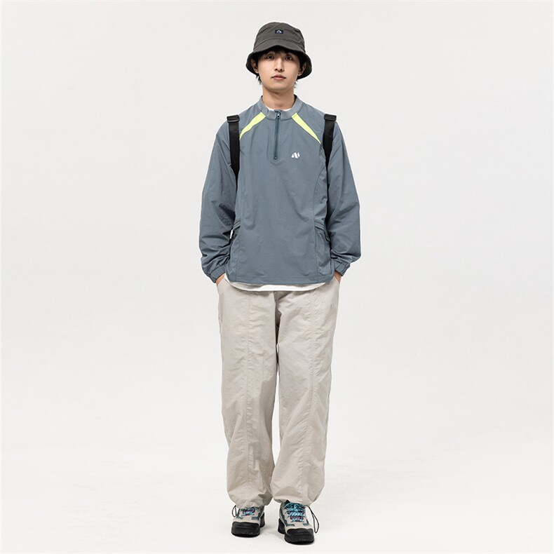 南夏乔装2025春季新款口袋装饰半开领卫衣日系复古宽松套头上衣男,男装卫衣,电商S006（B521）