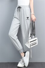 时尚刺绣图案休闲裤宽松显瘦百搭女裤2117，女装休闲裤，依恋蒂丝