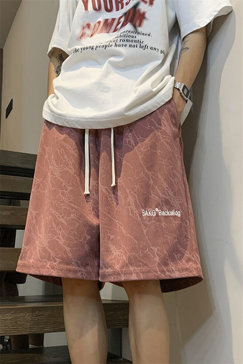 春夏新款字母绣花复古灯芯绒短裤宽松M~4XLXZ604-DK502-P35控48,男装牛仔裤,星座604