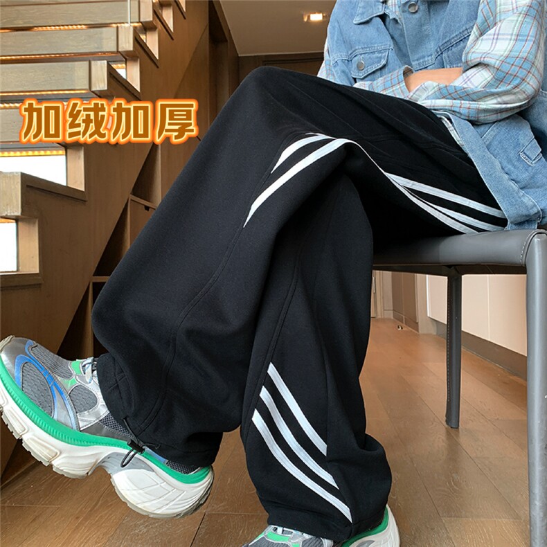 秋冬新款三条杠卫裤休闲裤加绒加厚 XZ604-K106JR-特P50控88图片