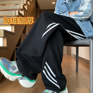 秋冬新款三条杠卫裤休闲裤加绒加厚 XZ604-K106JR-特P50控88图片