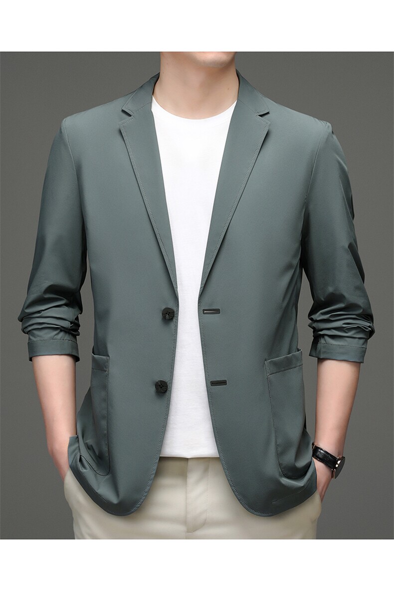 单排扣2023年翻领口袋春季上衣中老年长袖时尚西服SL2212,男装西服,钱塘6003（原4033）